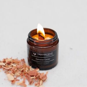Celestial Cedarwood Organic Beeswax Candle 4 oz / Transcend Cosmetics
